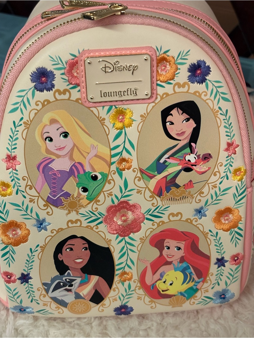 Loungefly Disney Princess Floral Mini Backpack - Pink & Cream